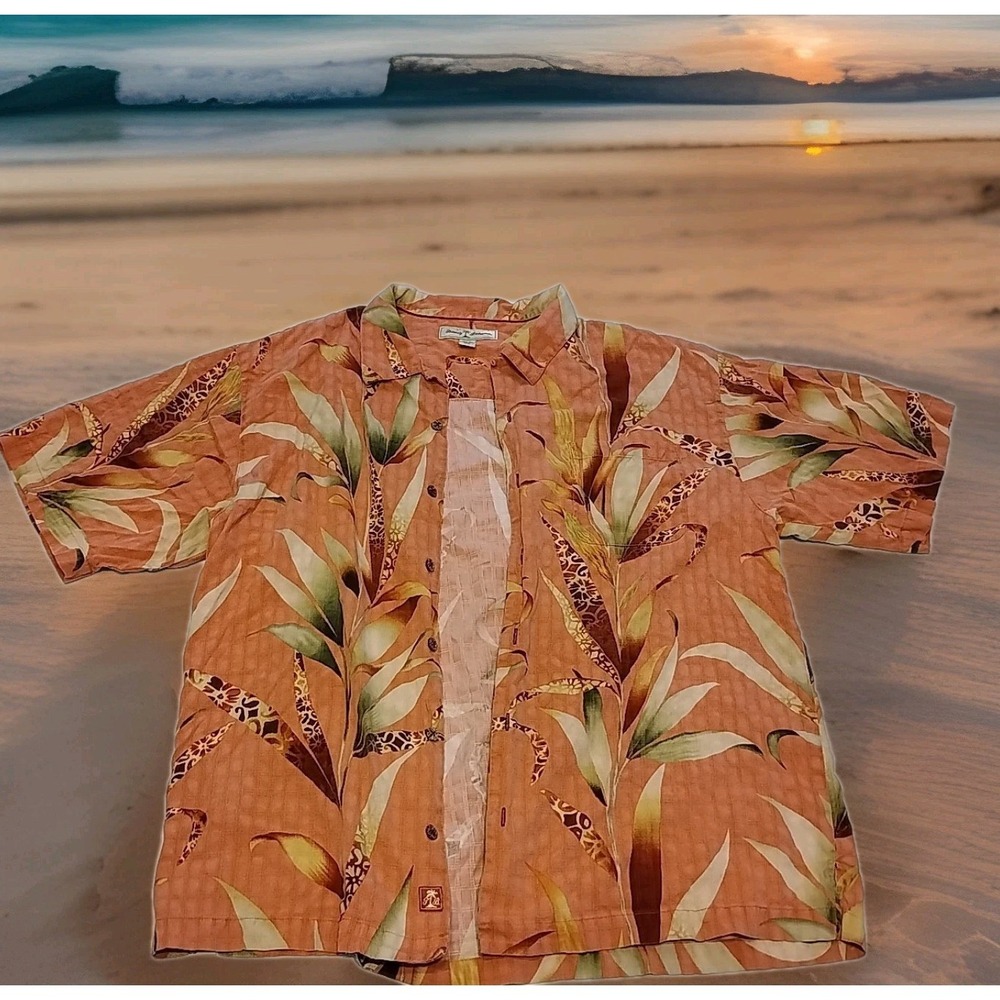 Tommy Bahama Island Silk Shirt – Men's XL 100% Silk Unique Buttons Pocket A1